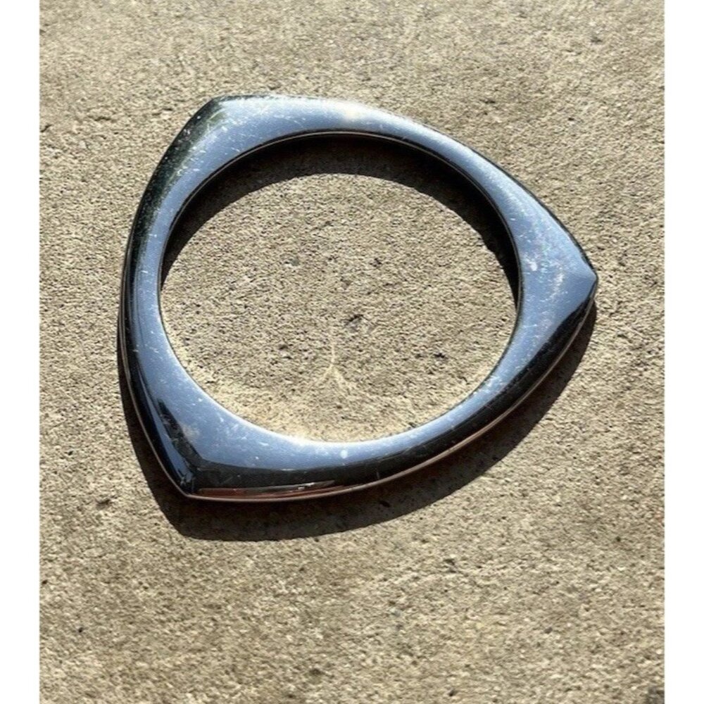 Vintage Rounded Bangle Square Geometric Shape Silver Tone Bracelet Sz 7.5”